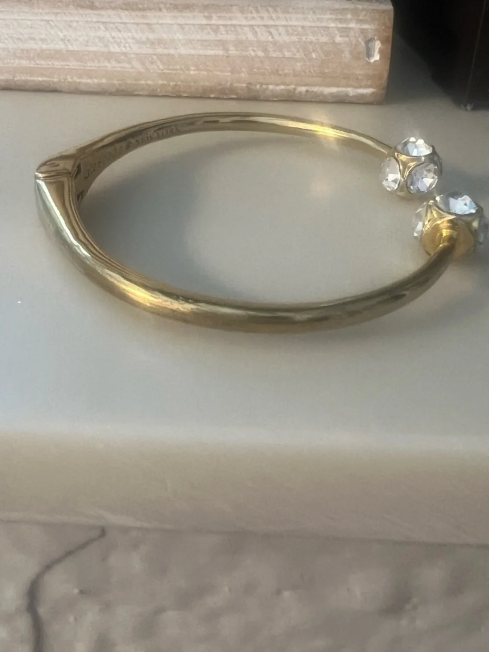 Kate Spade Gold Crystal Open Bangle Bracelet “Lady Marmalade” - Picture 5 of 6